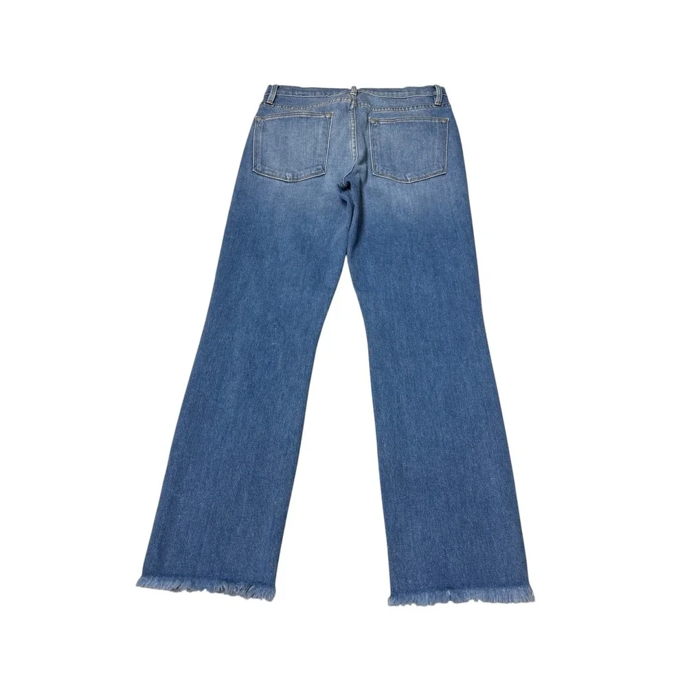 Frame Denim Le High Straight Jeans Opus Blue Raw Hem LHSTRB969 Womens Size 26X26